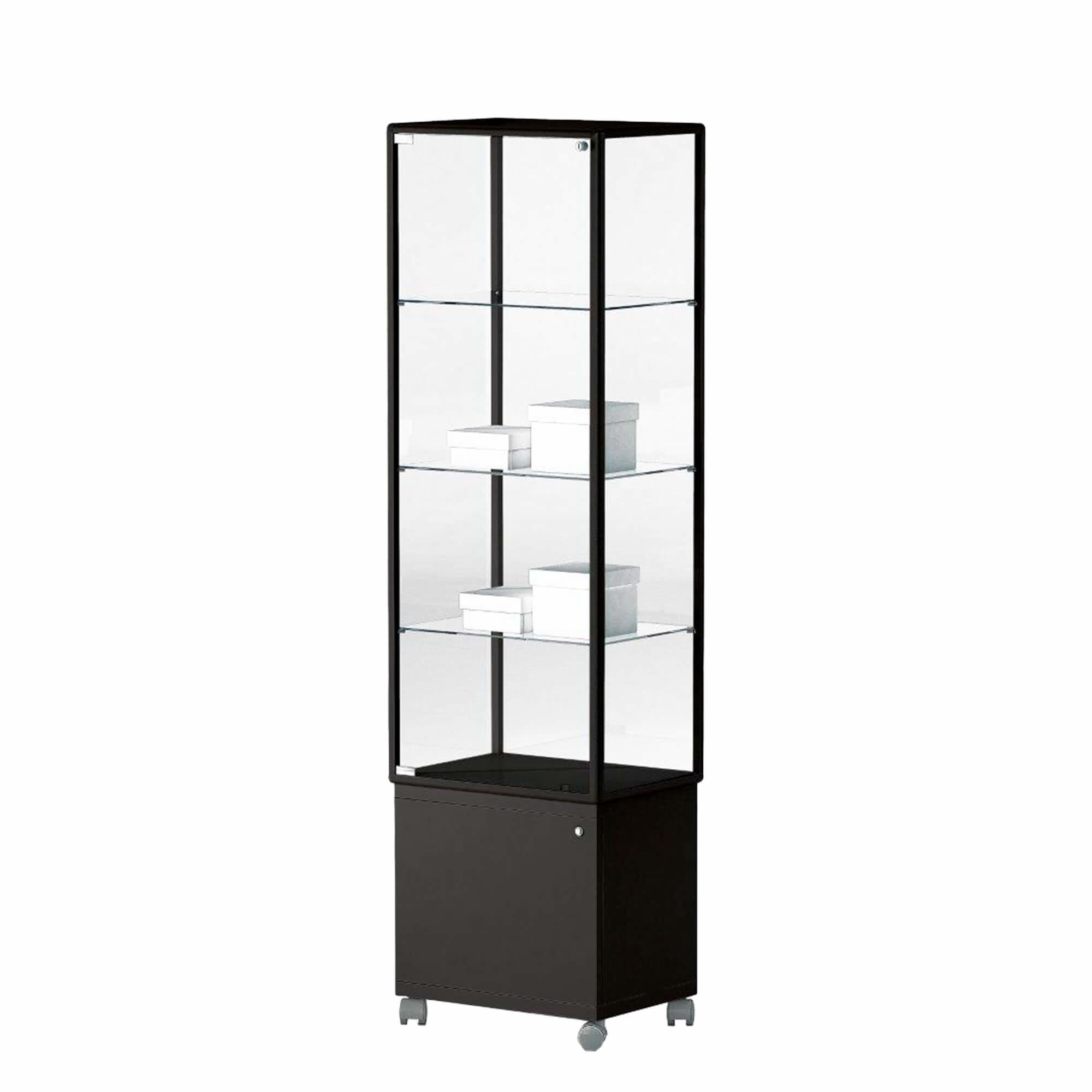 Glasvitrine Lux m. 4 hylder & skab, Sort
