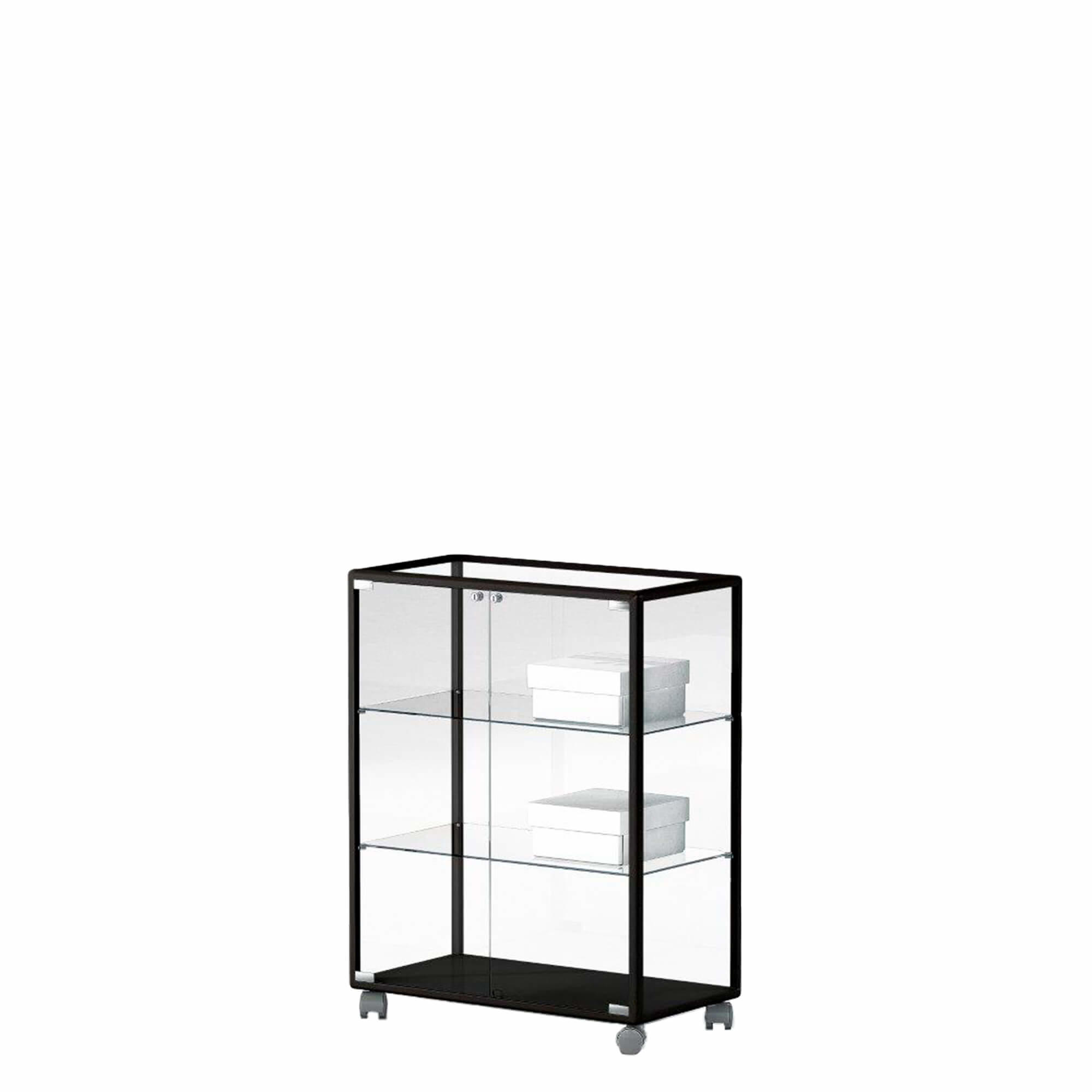 Glasvitrine Lux bred m. 2 hylder, Sort
