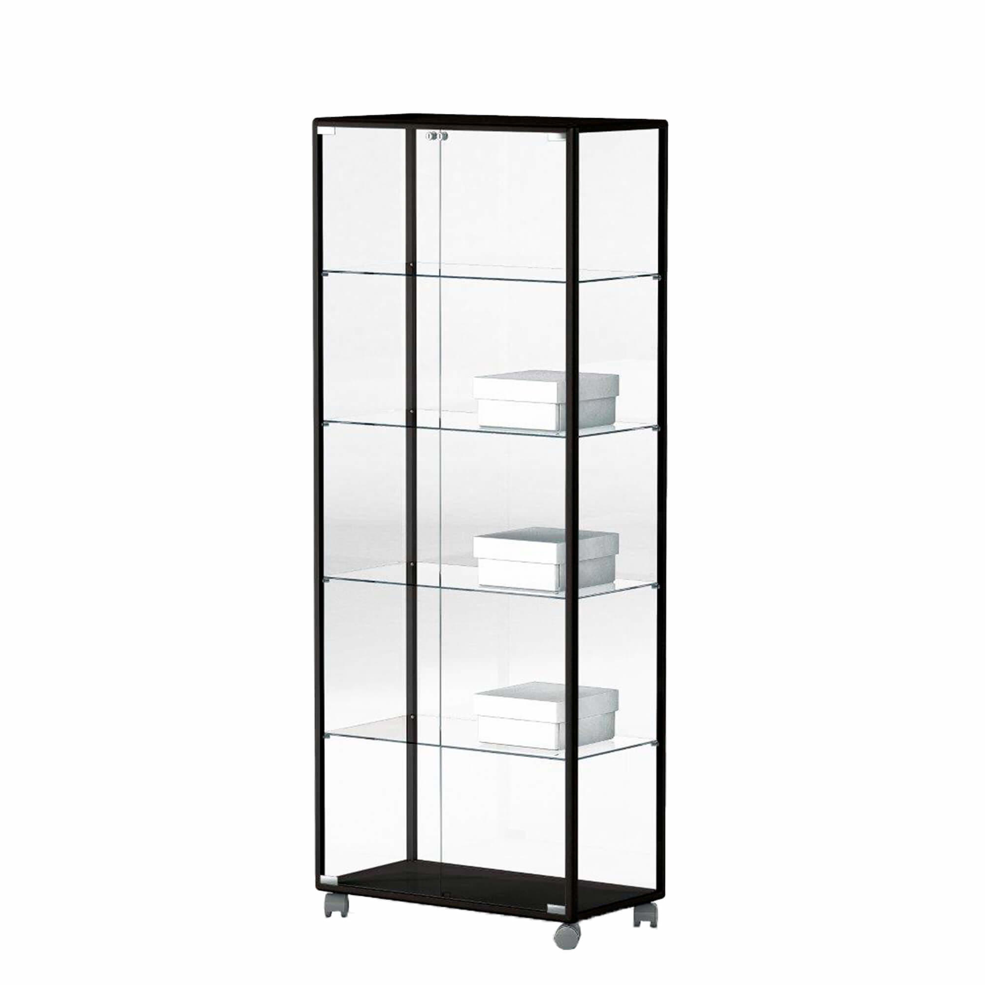 Glasvitrine Lux bred m. 4 hylder, Sort