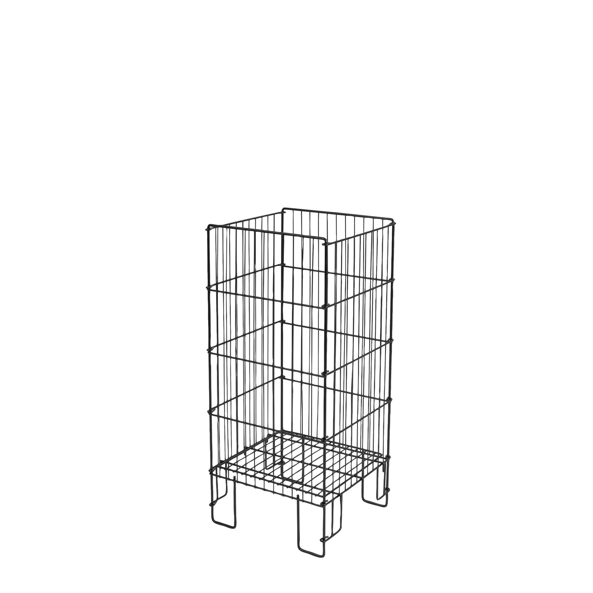 Trådkurv 40x40x90h cm | Lakeret stål | Justerbar bund, Sort