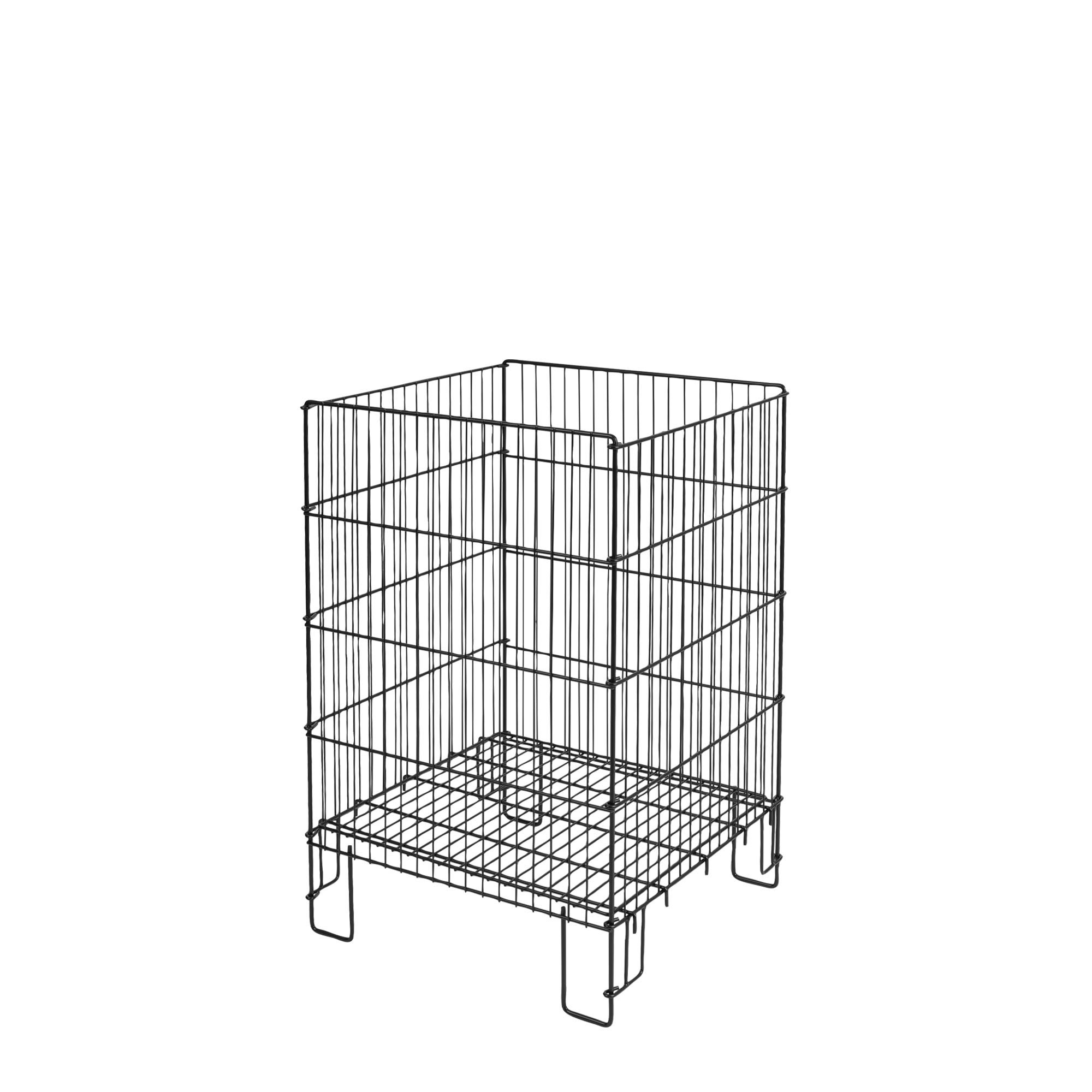 Trådkurv 60x60x90h cm | Lakeret stål | Justerbar bund, Sort