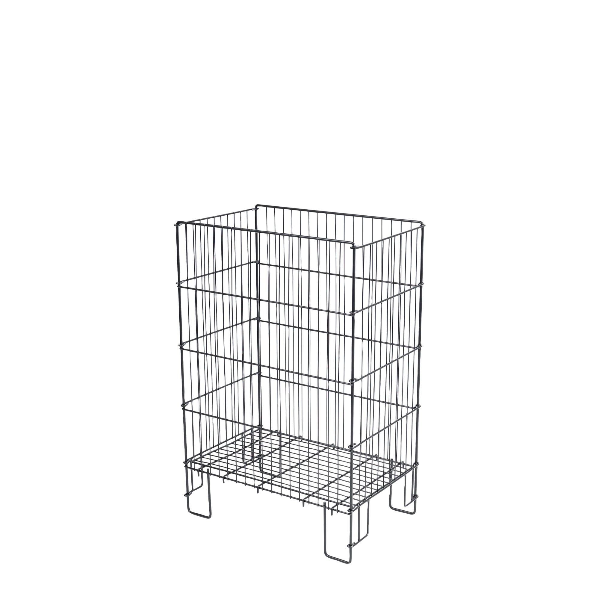 Salgskurv 40x60x90 cm - Trådkurv i Sort Lakeret Stål med Justerbar Bund