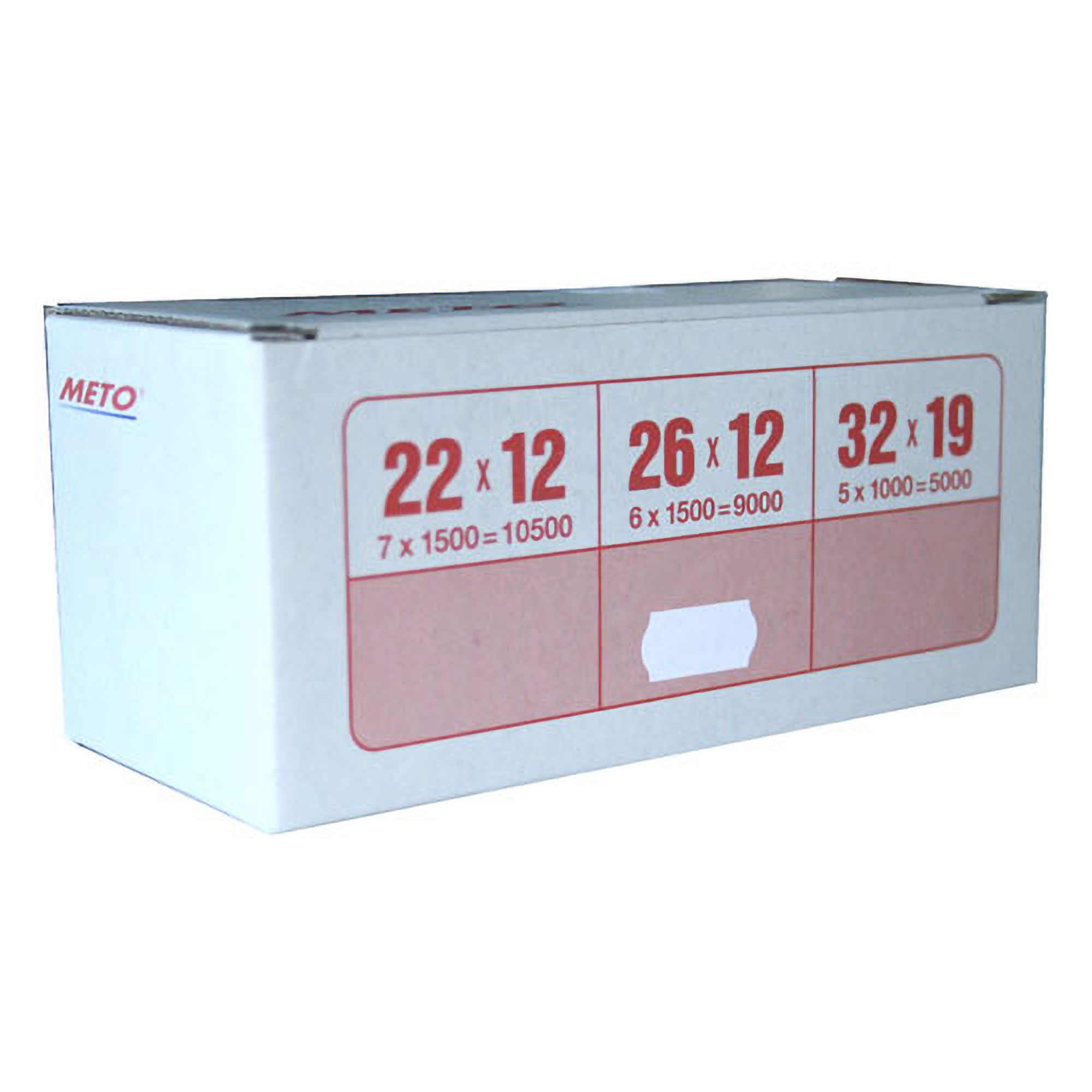 Prisetiket Meto 626 26x12 mm,6 rl. hvid