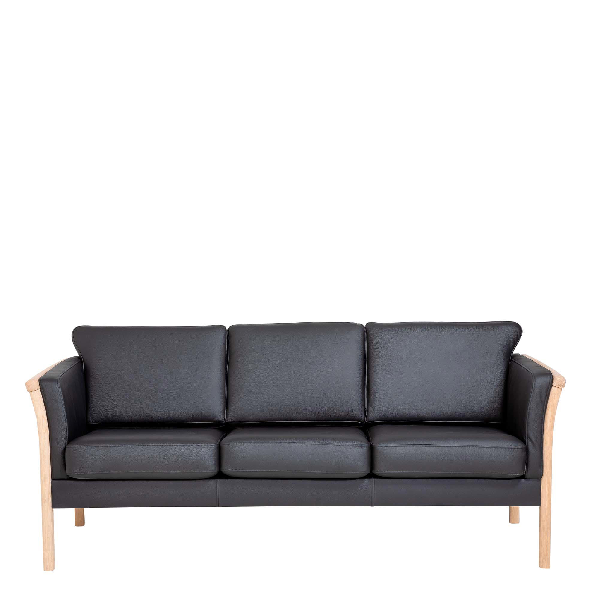 3 pers. sofa Newcastle lux, Læder sort