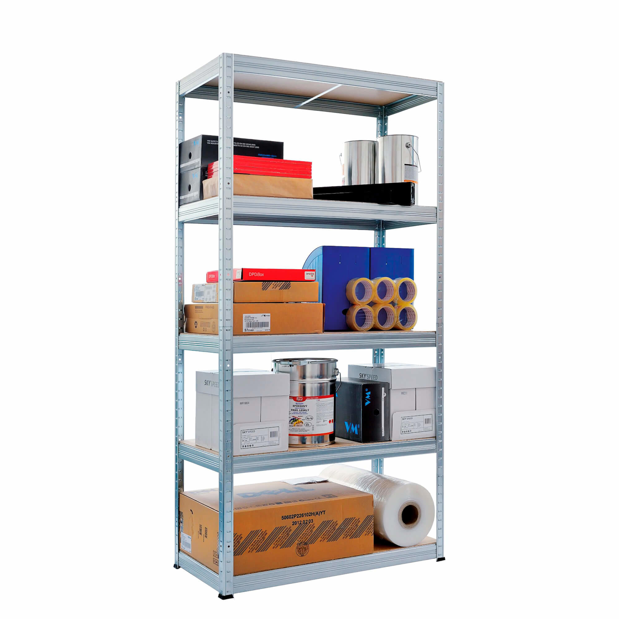 Stålreol med 5 hylder | 45x90x180h cm | Max. 265 kg. pr. hylde, Galvaniseret