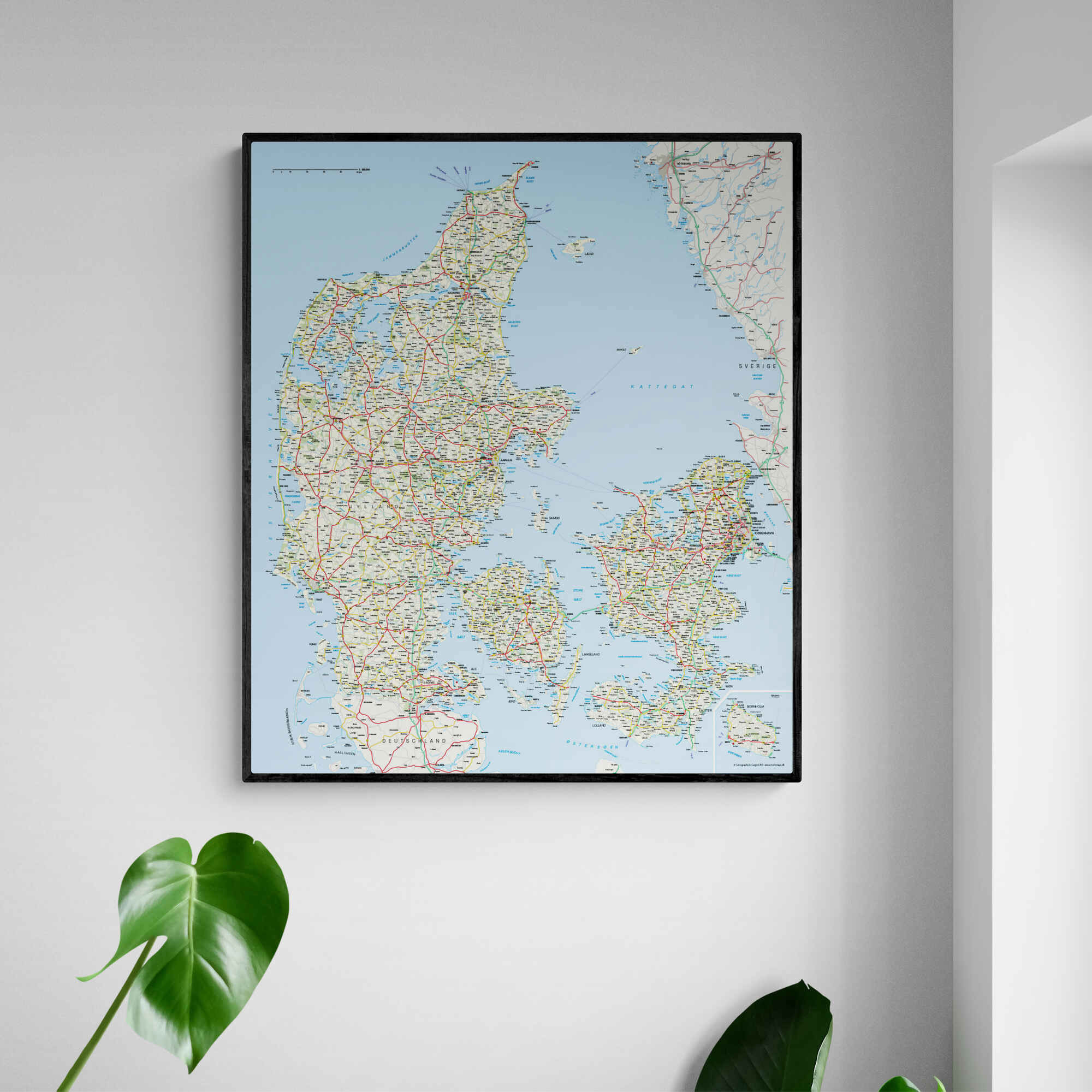 Akustik billede Danmarkskort 60x70 cm, Sort