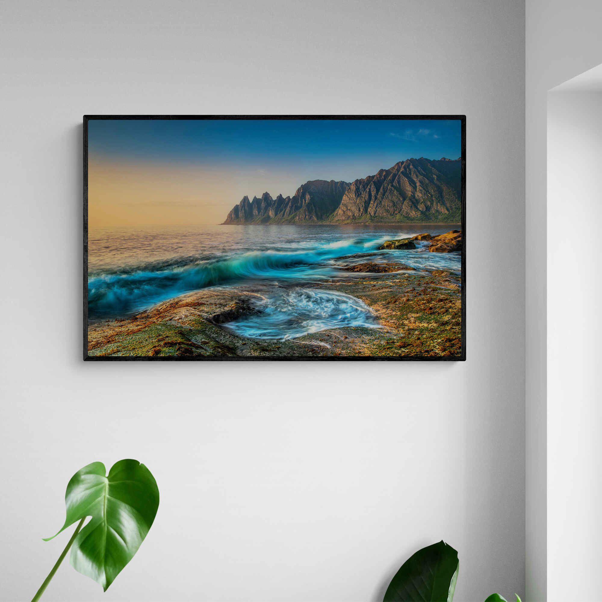Akustik billede Senja Waves 120x76 cm, Sort