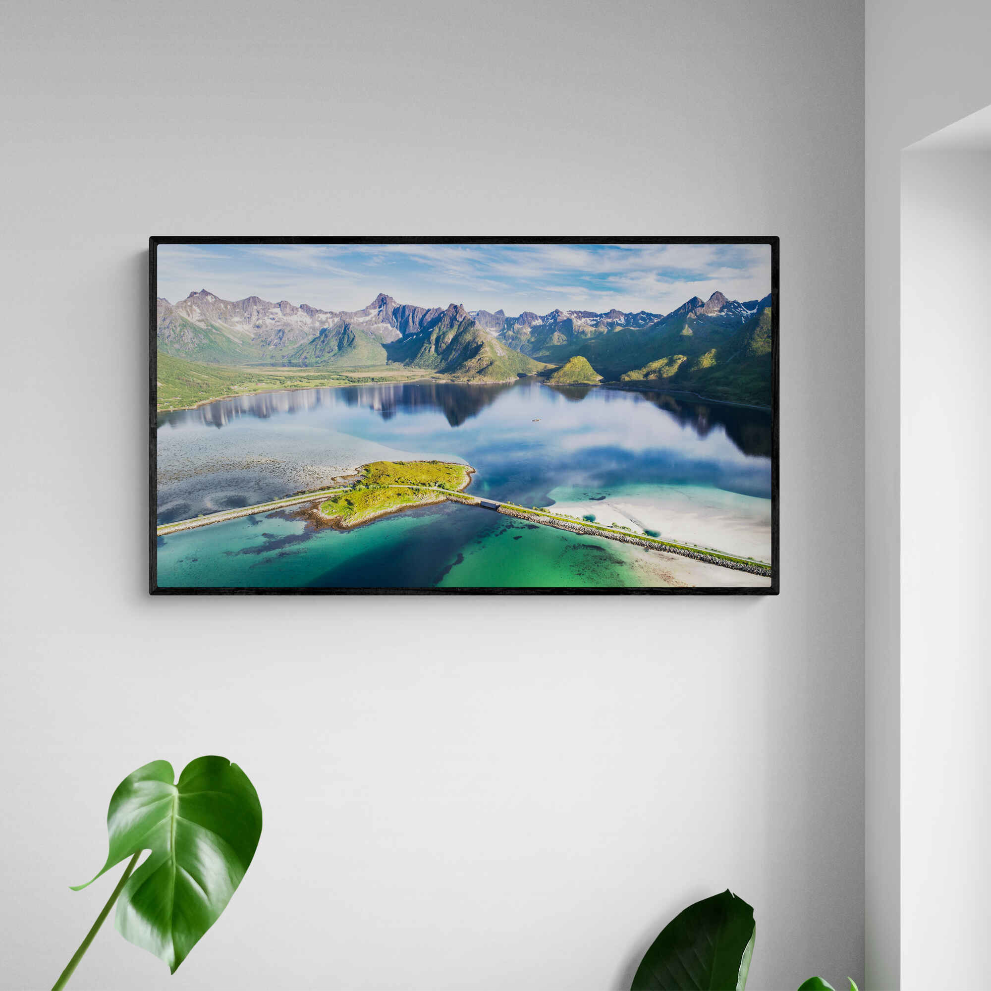 Akustik billede Summer in Lofoten 120x67 cm, Sort
