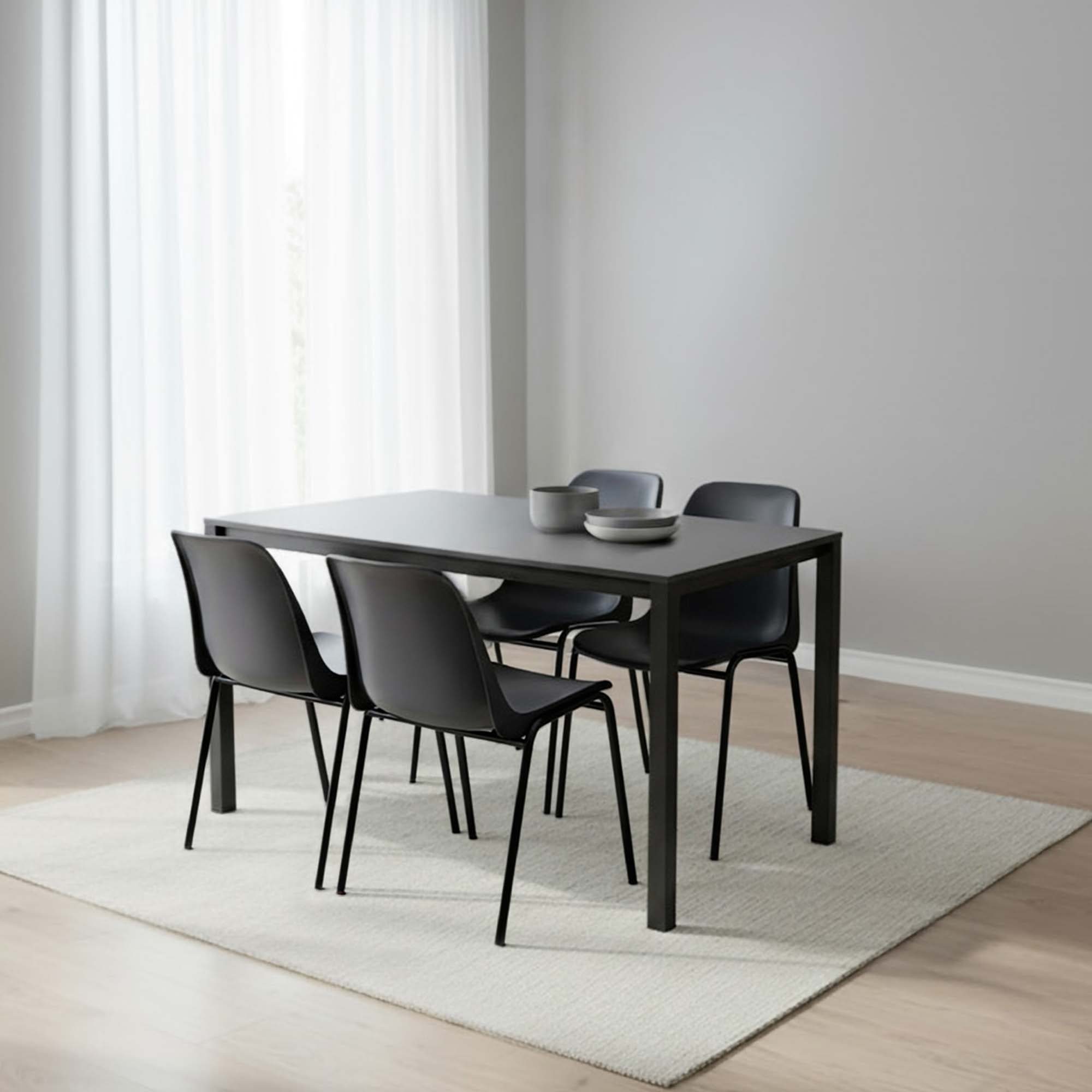 Kantinebord 80x140 bord Oporto Base X m. 4 Oporto Xtra stole, Antracit