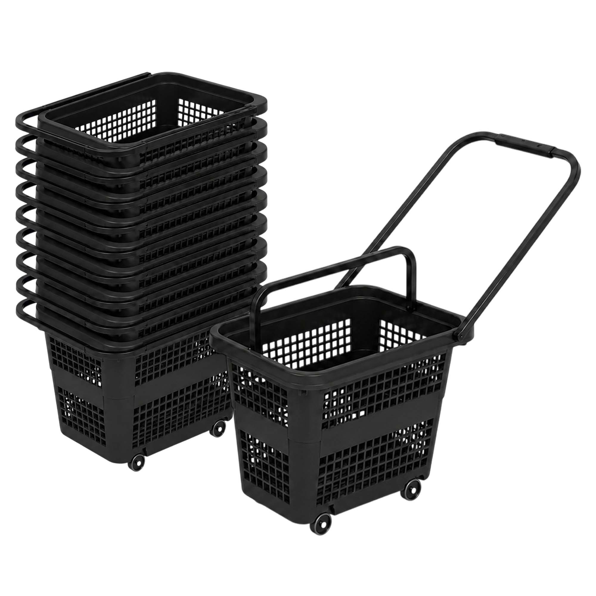 Indkøbskurv på hjul 32 liter, sort, 10 pak, Sort
