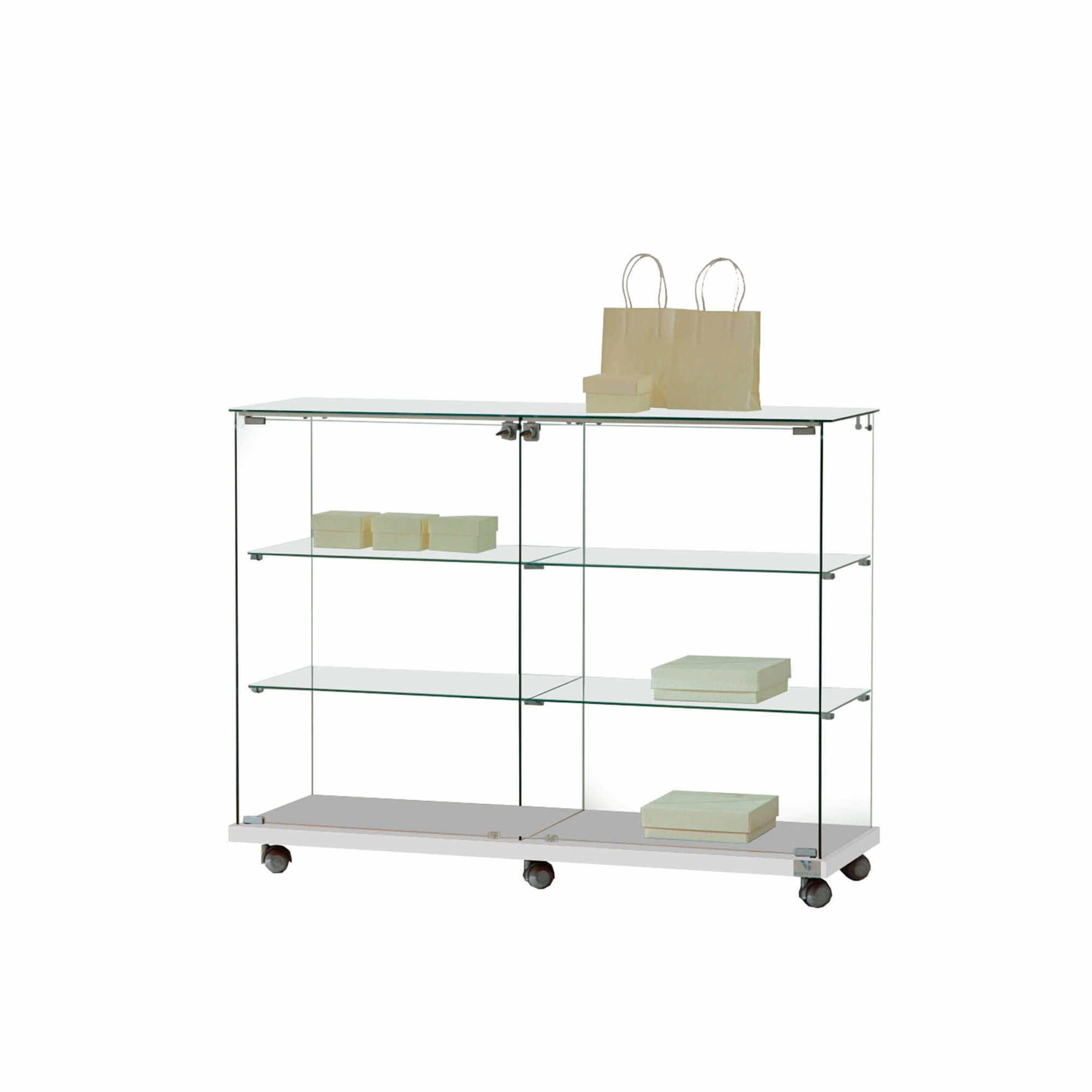 Glasvitrine Trento 7. m/4 hylder & glastop, Hvid