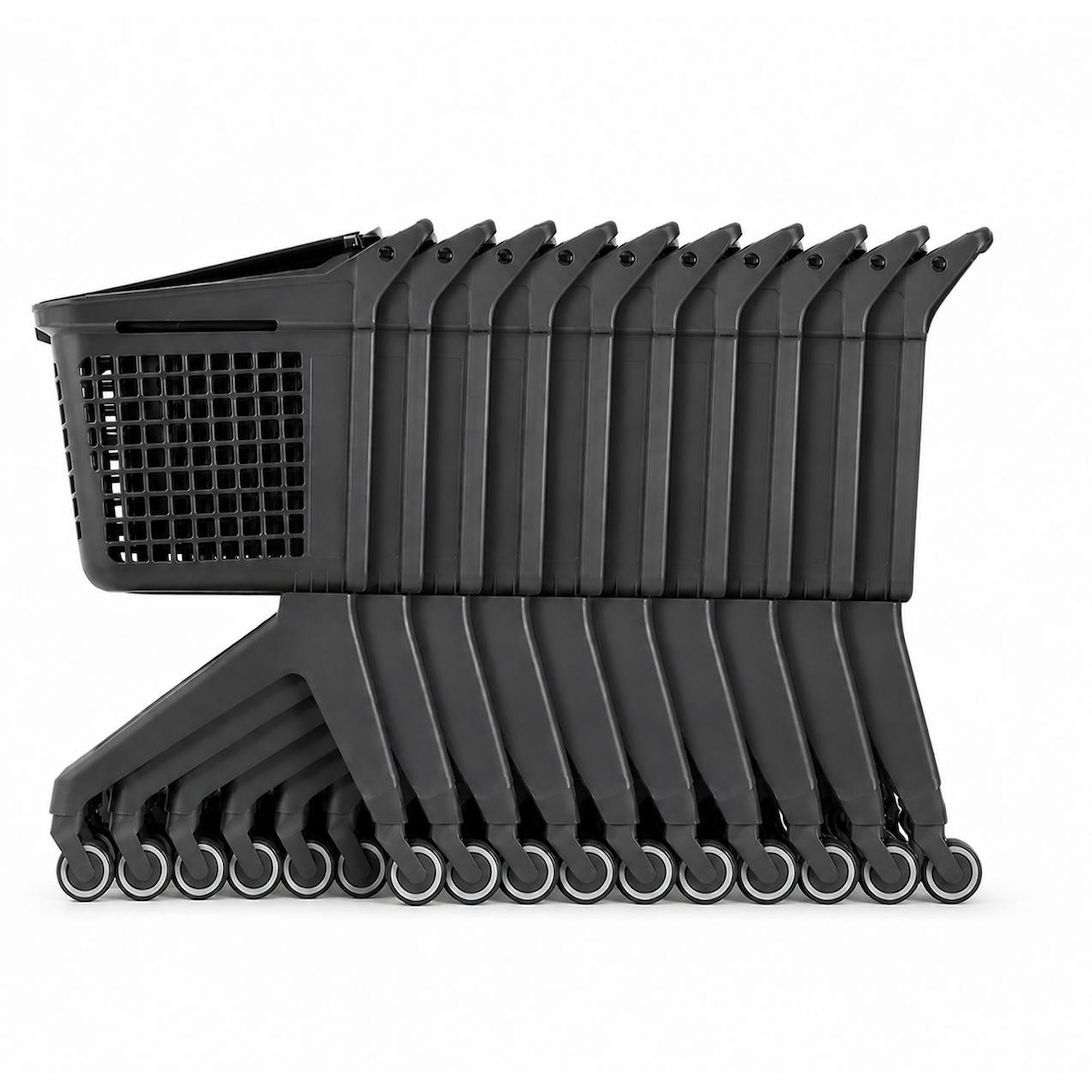 Indkøbsvogn med hjul (10-pak) | 80 liter | Plast - Flere farver