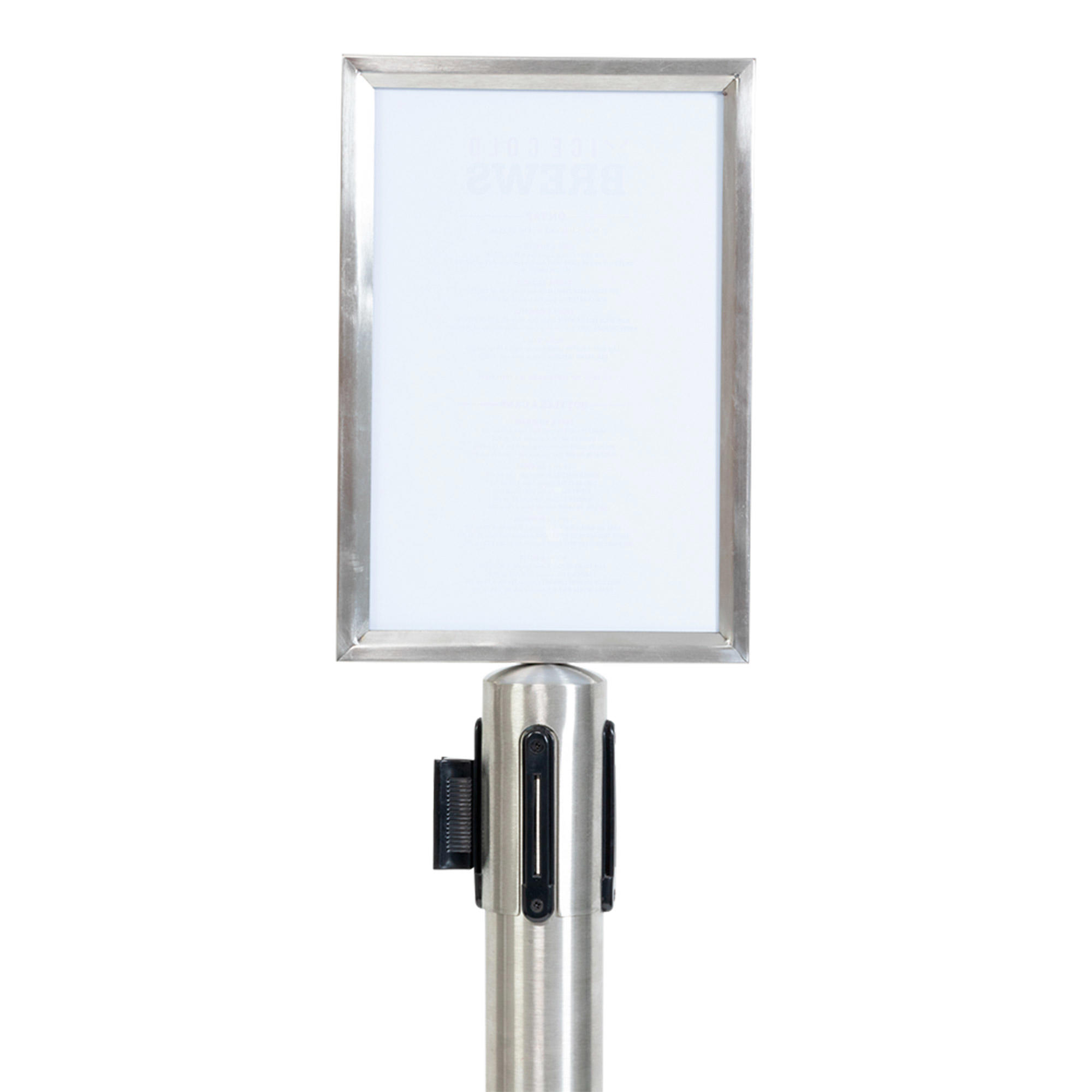 Topskilt A4 i stål til afspærringsstolpe