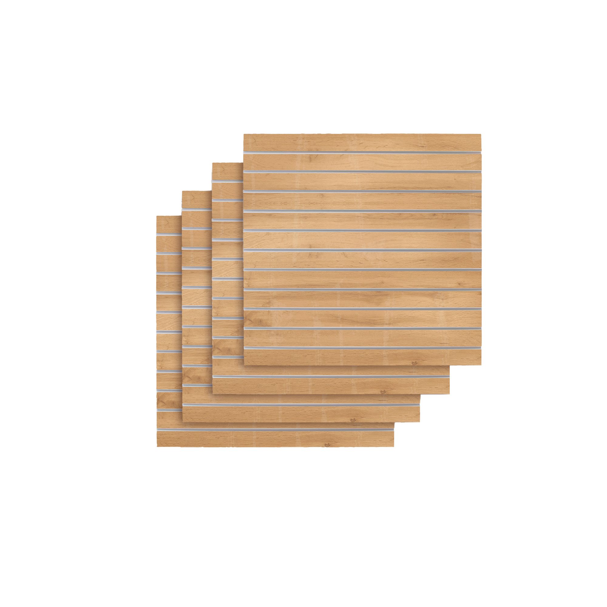 Rillepanel 120x120 cm | Pakke med 4 stk | Rilleafstand 10 cm | Rustik eg