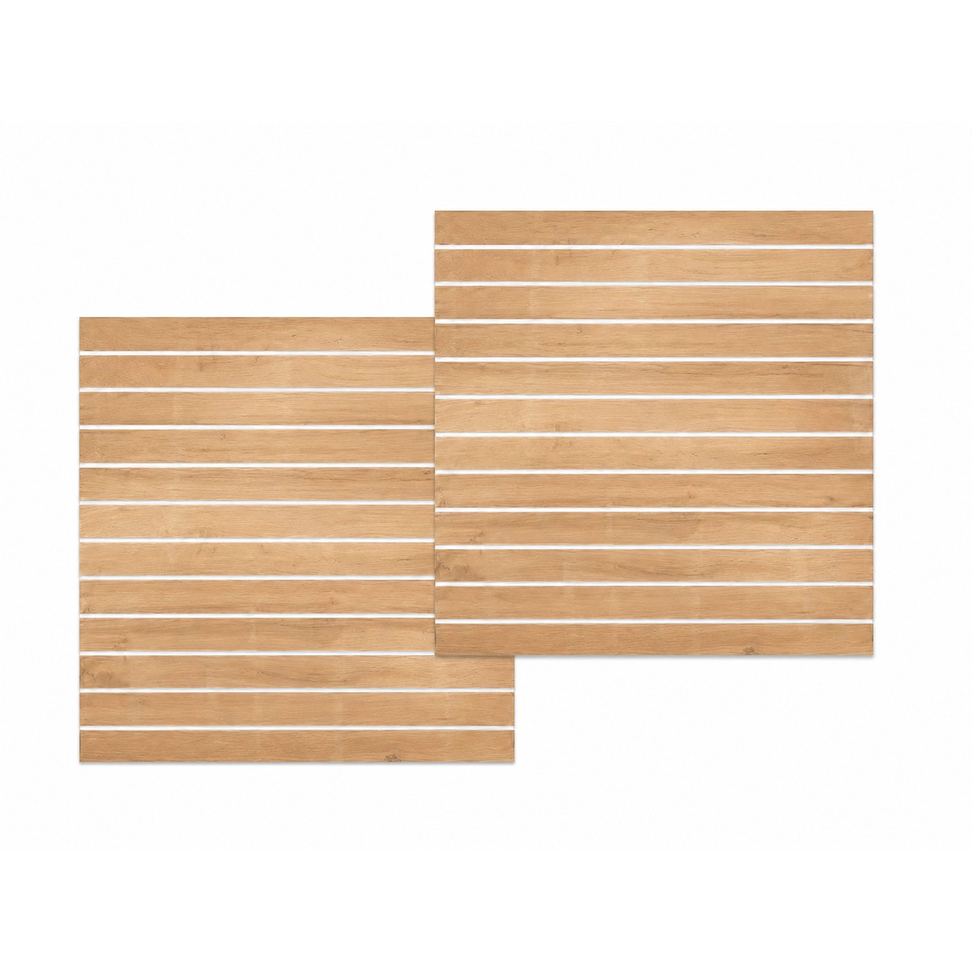 Rillepanel 120x120h cm | 2-delt med hvide profiler, 18 mm MDF, Rustik eg