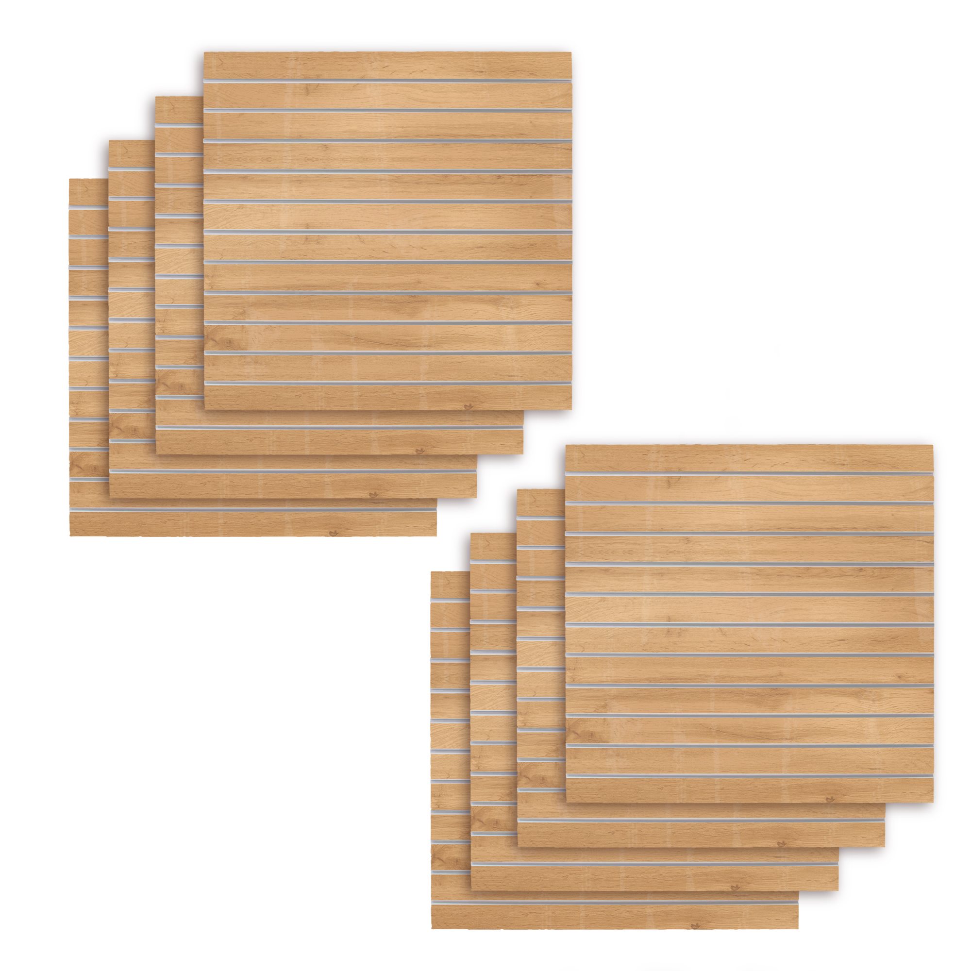 Rillepanel 120x120 cm | Pakke med 8 stk | Rilleafstand 10 cm | Rustik eg