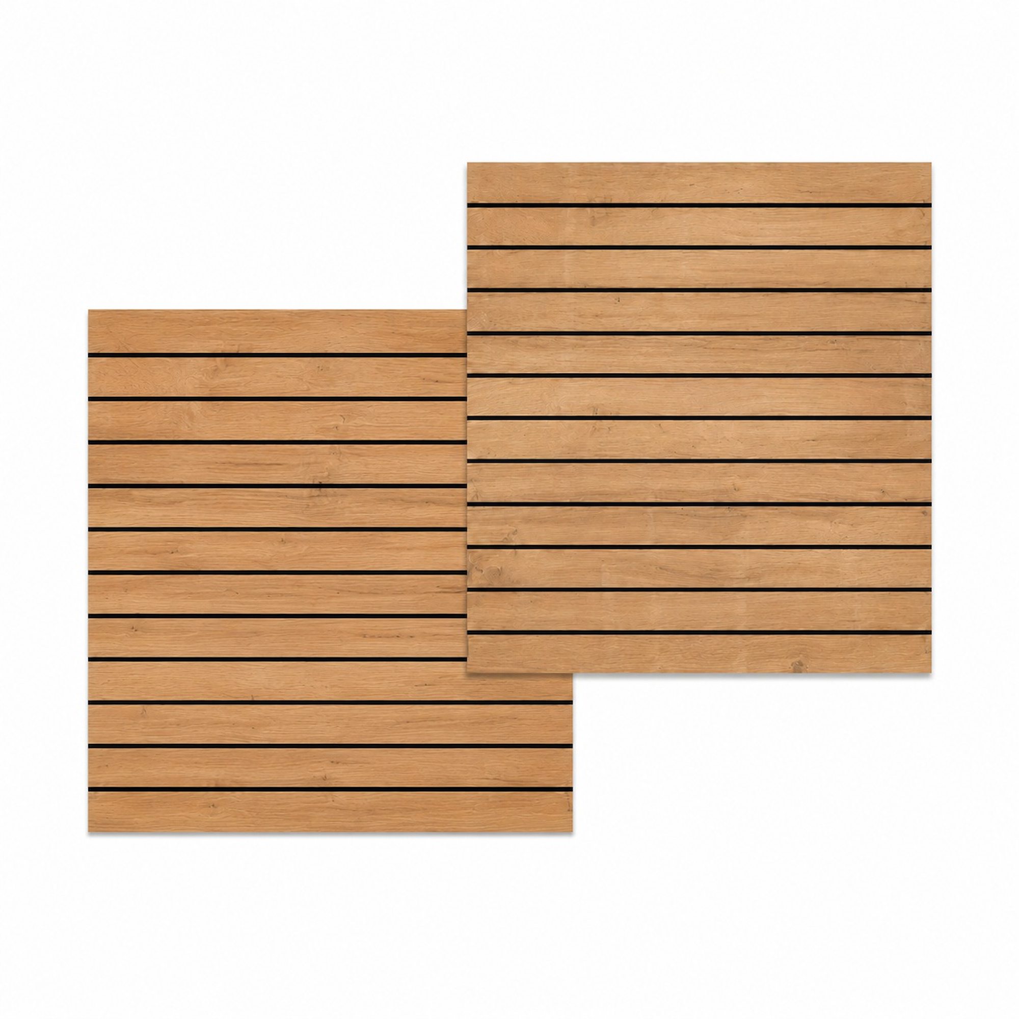 Rillepanel 120x120h cm | 2-pak med sorte profiler, 18 mm MDF, Rustik eg