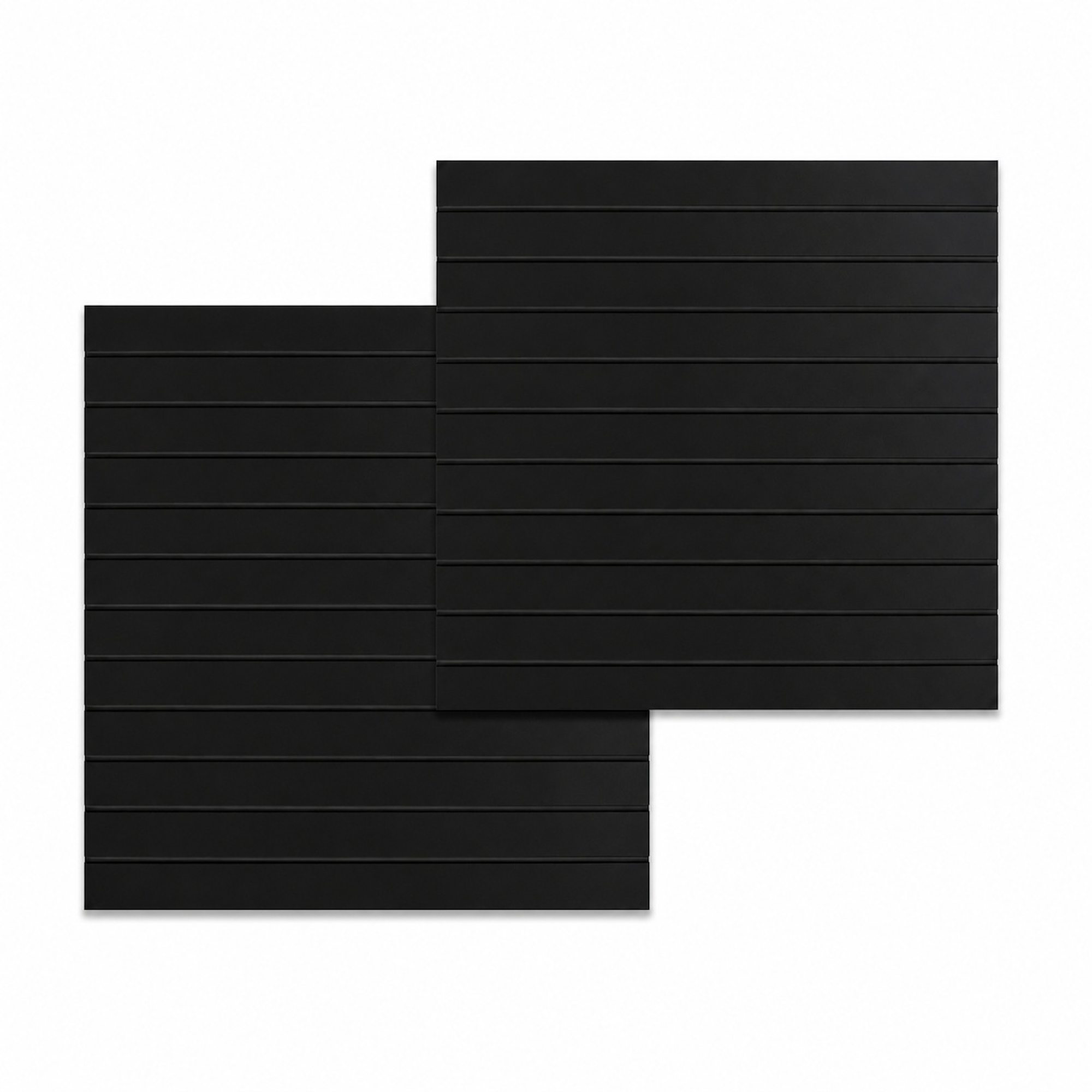 Rillepanel 120x120h cm | 2-delt med sorte profiler, 18 mm MDF, Sort
